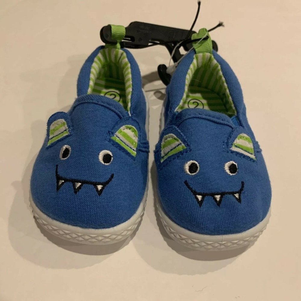 NWOB Monster Shoes Size 2 Baby Boys Blue Green